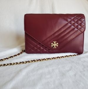 TORY BURCH Kira Quilted Crossbody Bag in Red Agate